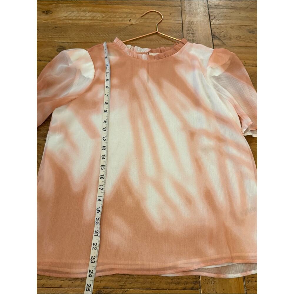 Calvin Klein Peach-Pink lined Satin Short Sleeve Blouse - Picture 6 of 7